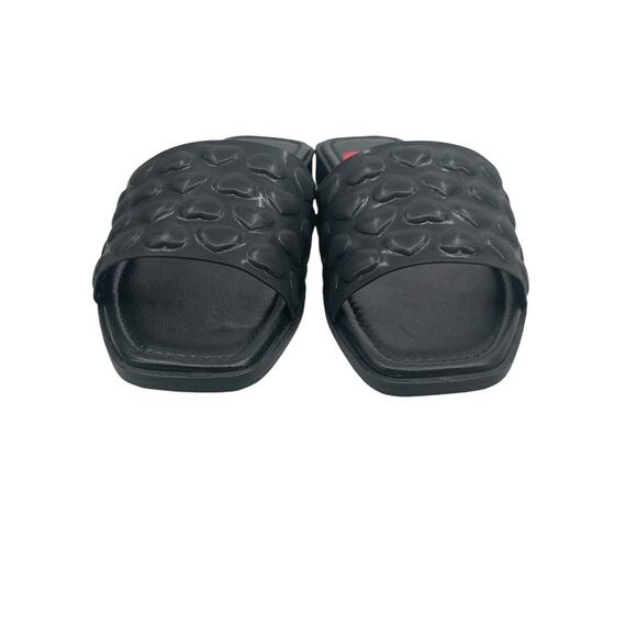 Love Moschino Slide Sandals Embossed Hearts Black Size 37 - Picture 8 of 13